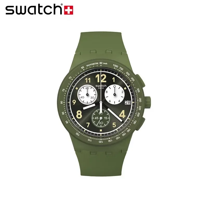 Swatch Swiss Watch Valentine's Day Gift SUSG406 Black Blue Light Boat Three Eyes Timing Night Light Gift Sports Watch