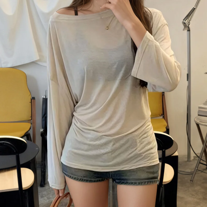

2025 New Solid Color Tie Waist Sun Protection Blouse Long Sleeve T-Shirt for Women PG9714
