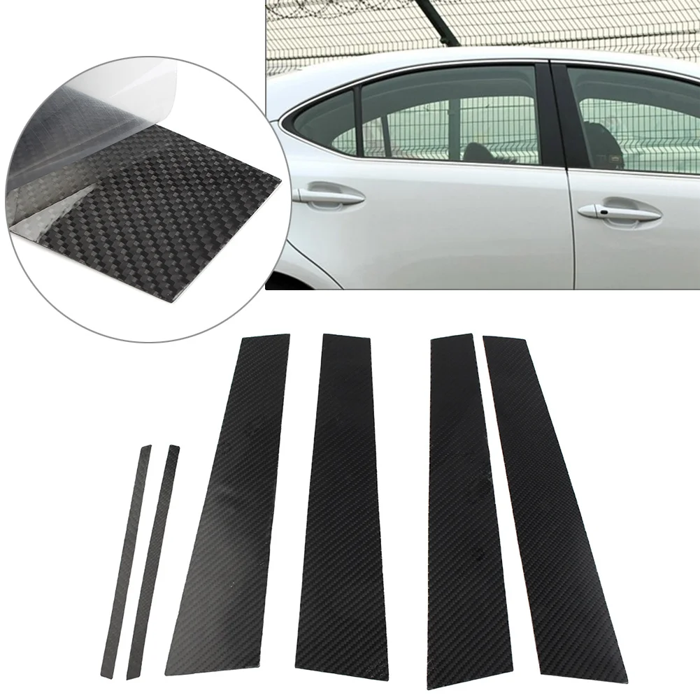 

6 Pcs Carbon Fiber Car Exterior Door Window B Pillar Post Cover Decoration Trim For Lexus IS 2006-2013