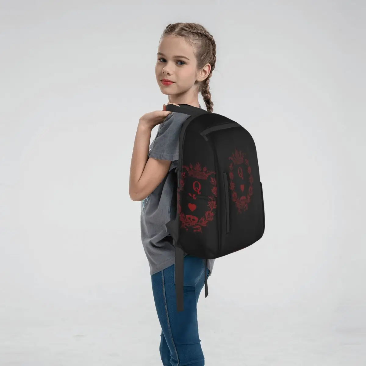 Queen Of Hearts Backpack Large Capacity Boys Girls BookBag School Bag Shoulder Bags for Men Women