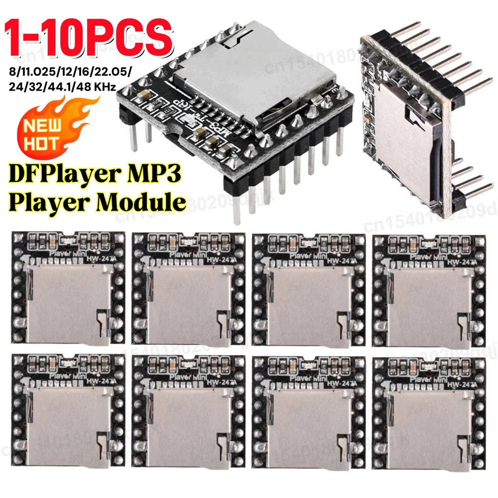 1-10 Uds DFPlayer Mini módulo de reproductor de MP3 V3.0 16P tarjeta TF U disco DF módulo de reproductor MP3 Placa de decodificación de voz Mini módulo de reproductor de MP3