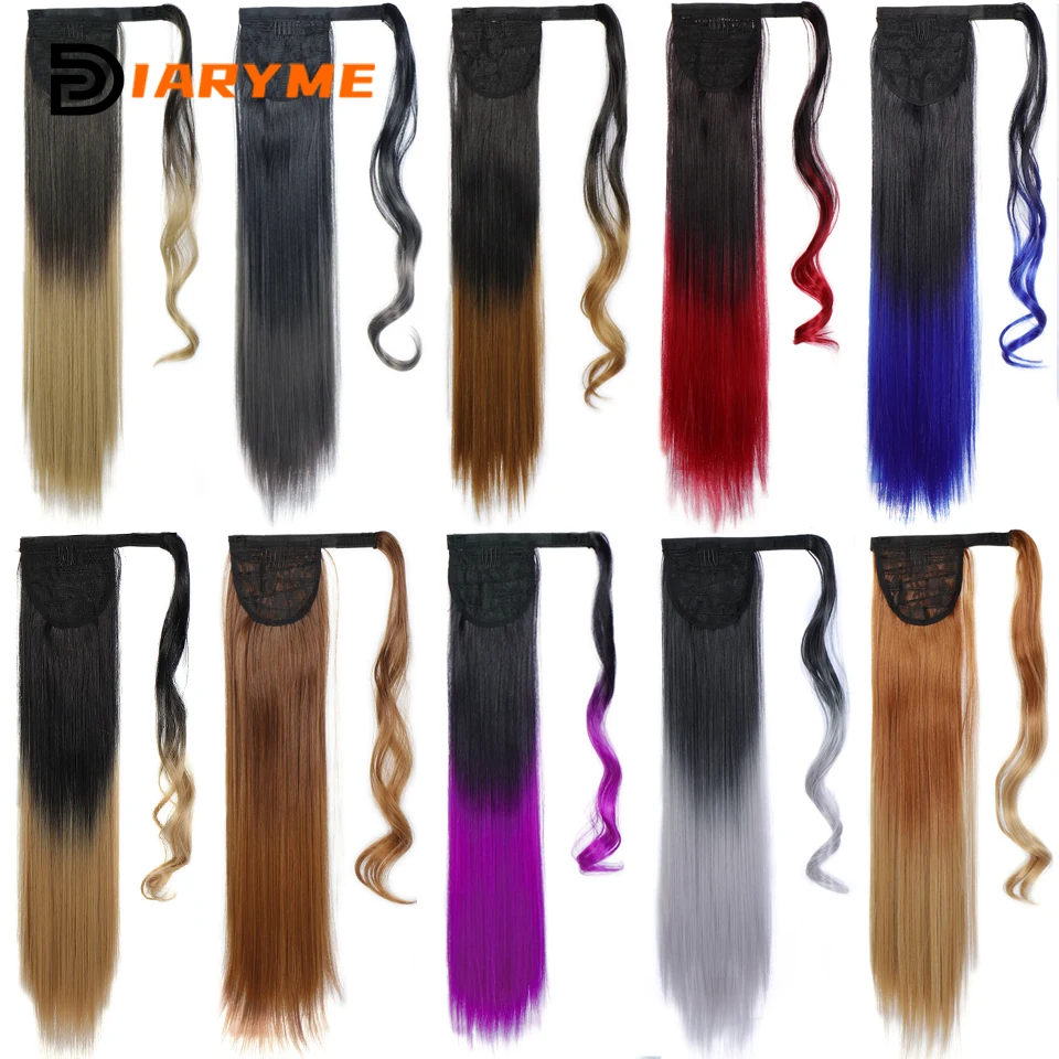 Synthetic Hair Ponytail Extensions Long Straight Ponytail Fake Hair Pigtail Clip-in Hair Extensions Pony Tail Heat-Resistant Fib