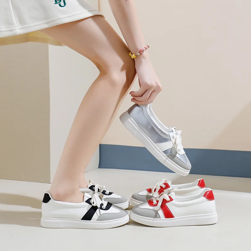 

Женская повседневная обувь, весенние спортивные туфли на плоской подошве со шнуровкой