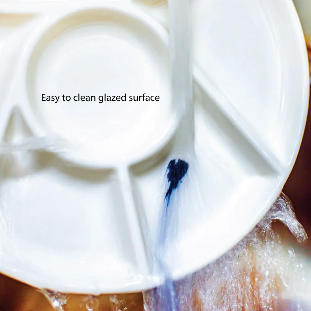 Artsecret Paleta de pintura de cerámica de porcelana de 7 pocillos Bandeja de colores para mezclar Plato de flores para pintura de acuarela al óleo acrílico de 8,5 pulgadas