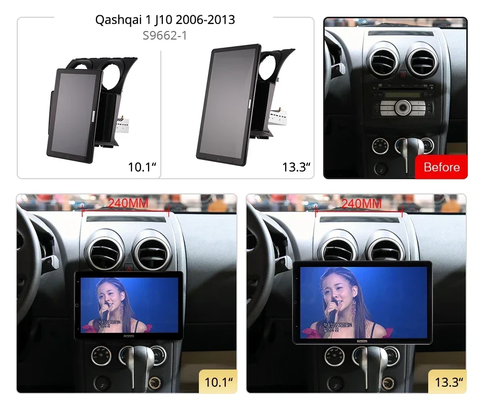 TS10 Android10.0 Ownice 1 Din Car Radio Auto for Nissan Qashqai 1 J10 2006-2013 13.3'' No DVD Nano 1920*1080 360 4G LTE Video