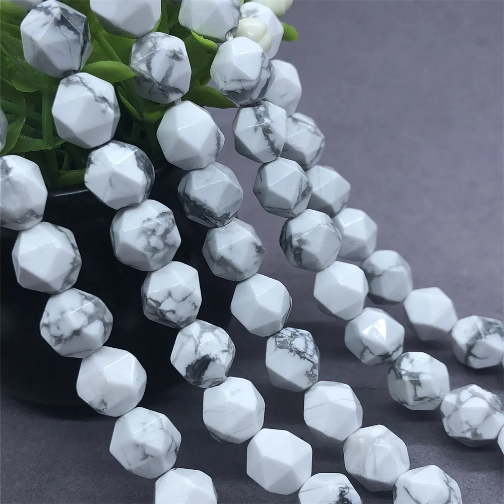 

Natural Stone Facets White Turquoise Beads Round Loose Spacer Howlite for Jewelry Making Handmade Bracelet DIY Necklace 6/8/10MM