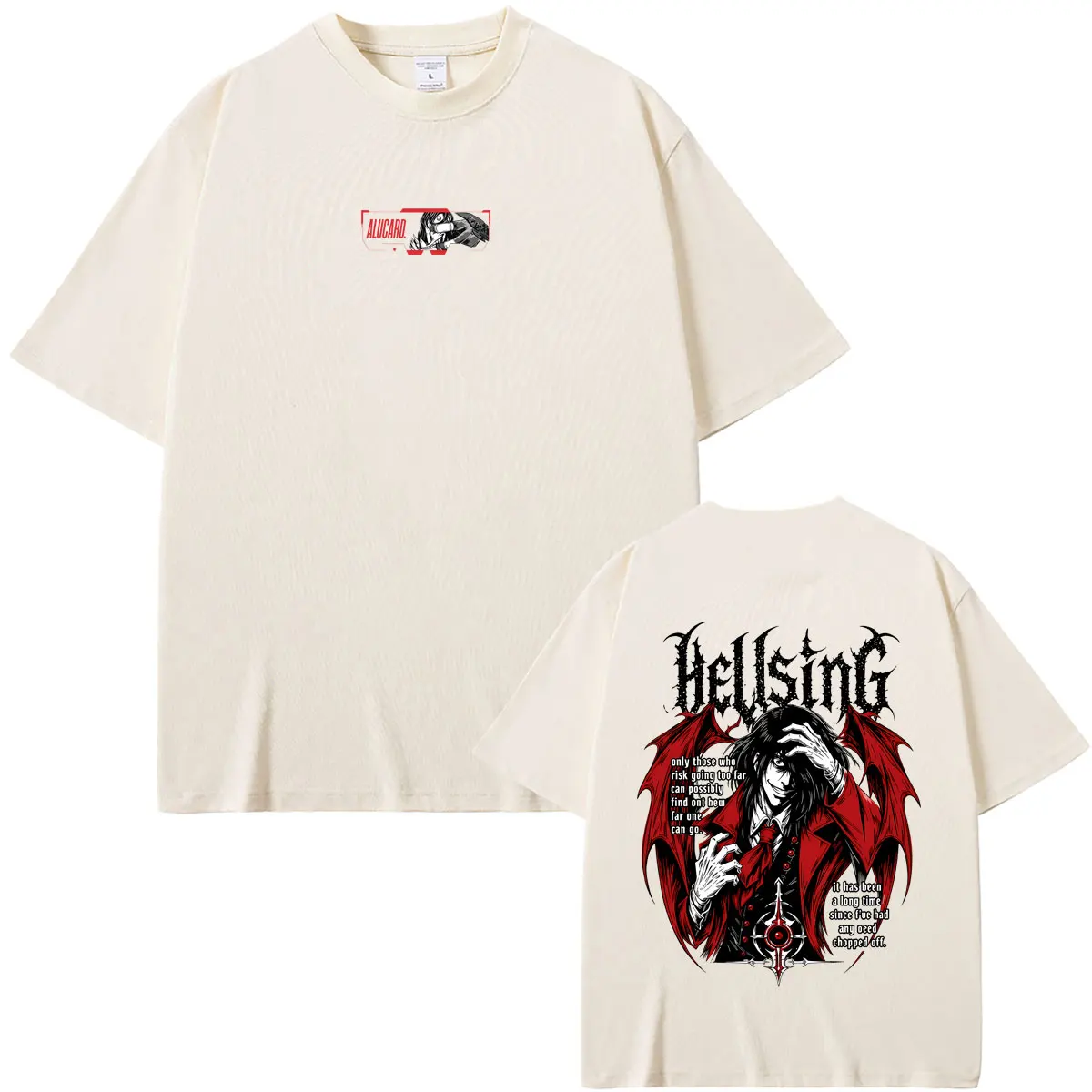 Anime Hellsing Vampire Alucard Graphic T-shirt Men's 90s Manga Oversized T Shirts Male Casual High Quality Soft Cotton Tshirt