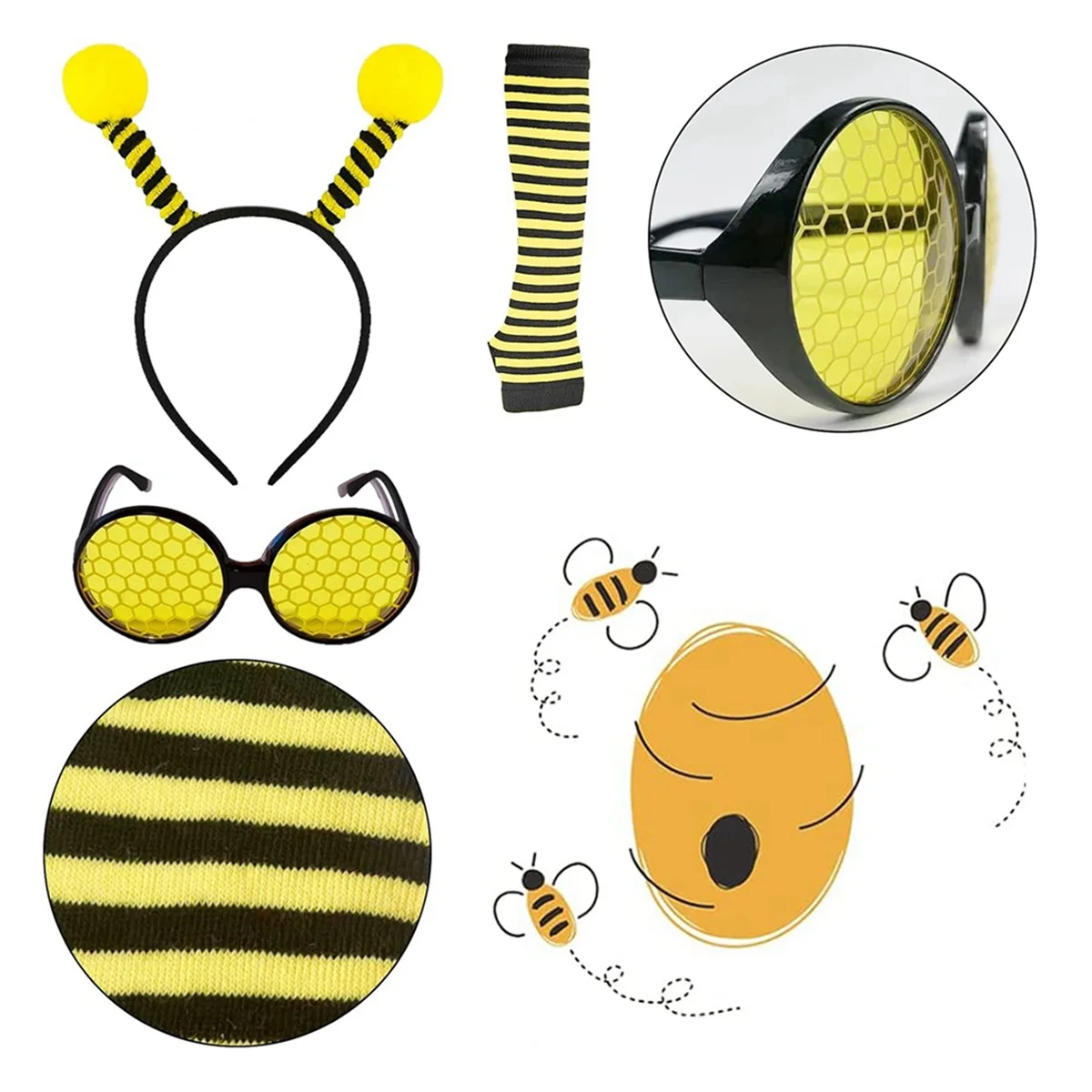 AAA04R 1Set Bumble Bee Costume Accessories for Women Halloween Honey Bee Costumes Cosplay Party Performance Clothes