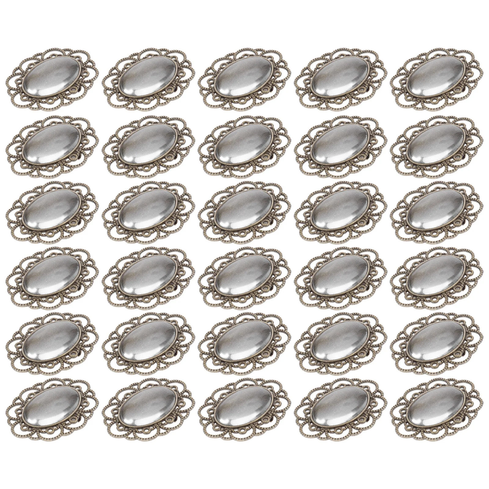 

30Pcs Bronze Brooch Base Bezels Blanks Vintage Style DIY Brooch Making Tray Settings Kit for Women Craft