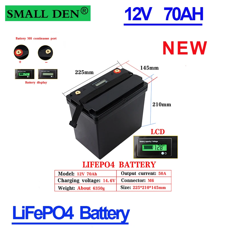 Batteria LCD 12.8V 70Ah LifePo4 12V batteria ricaricabile 18650 batteria al litio ferro fosfato Lifepo4 batteria per strumenti a celle solari