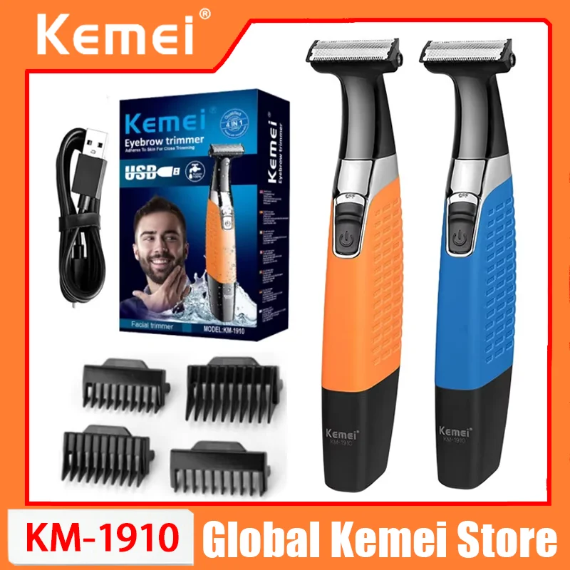 Afeitadora Eléctrica Recargable Kemei KM-1910, Recortadora de Barba, Maquinilla de Afeitar Eléctrica, Recortadora Corporal, Máquina de Afeitar para Hombre, Recortadora de Pelo, Cuidado Facial