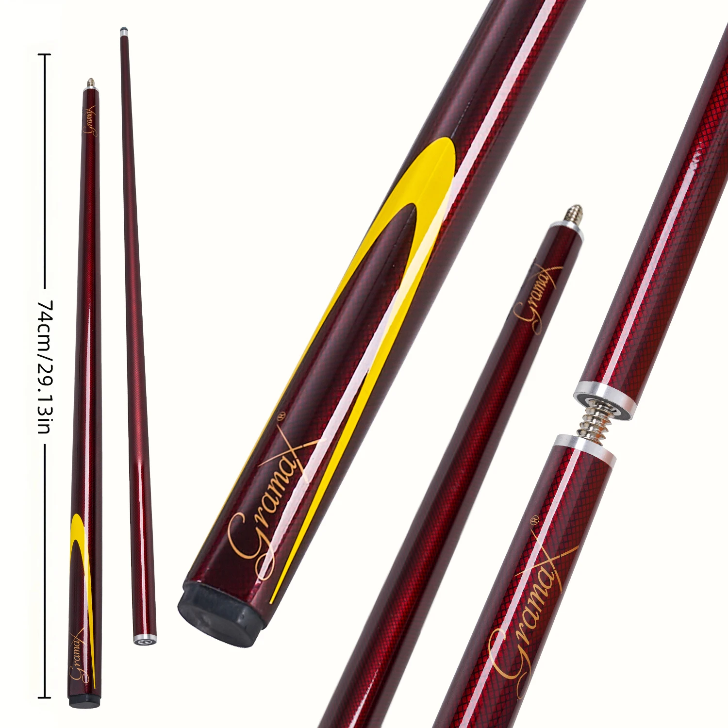 Red 9.5mm Low Deflection Fiberglass Snooker Cue Durable High Quality Pool Billiard Stick for Sports & Entertainment