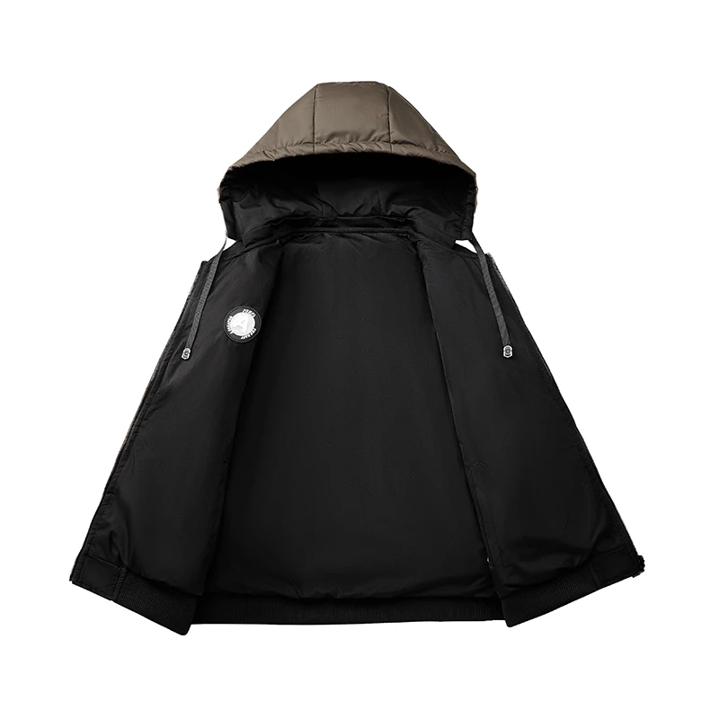 Cappello rimovibile casual da uomo all'aperto Mantieni caldo Parka Cappotto da indossare su due lati di nuova moda Comfort invernale Ispessimento Stampa Top da uomo