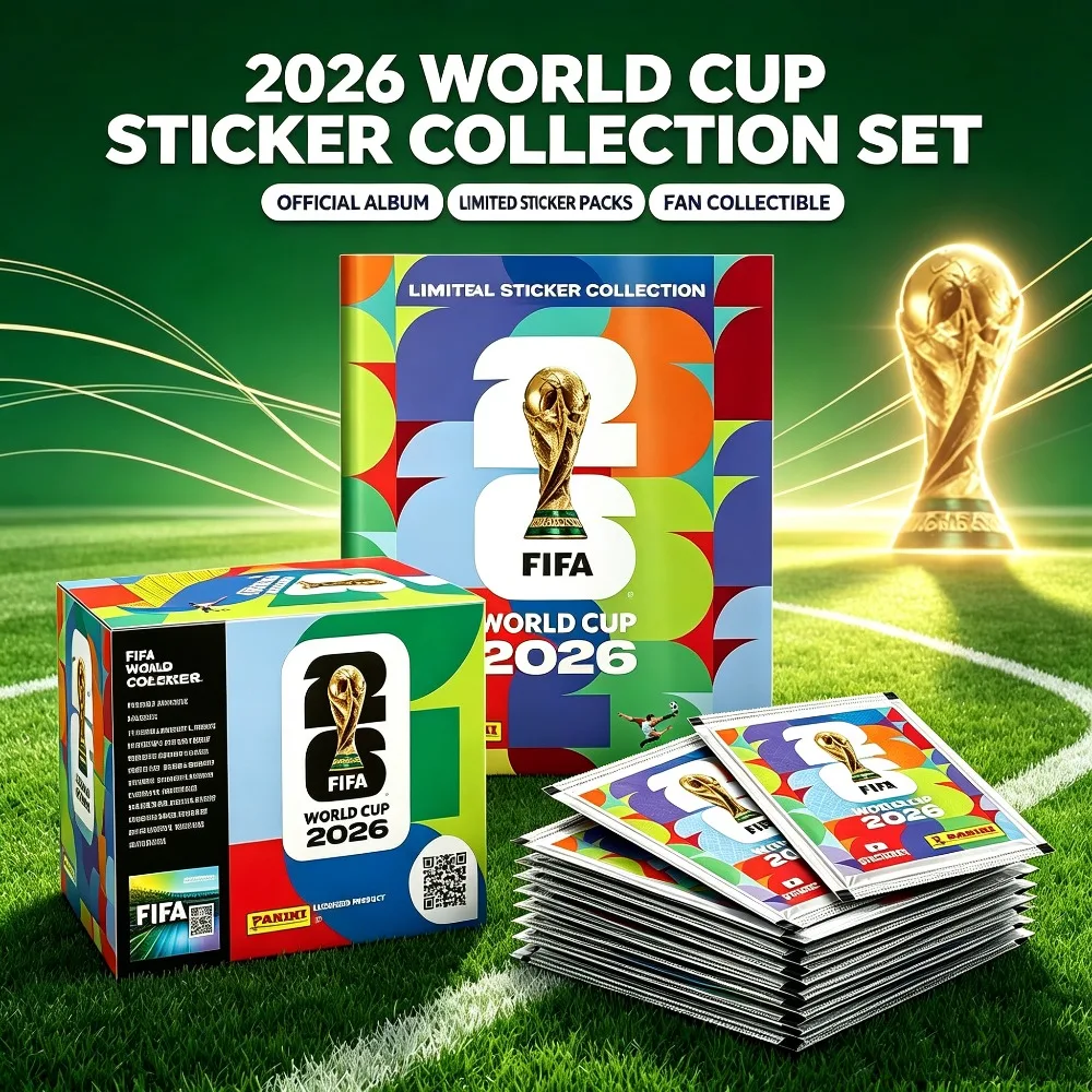 Boîte d'autocollants Panini Coupe du Monde 2026, articles de collection de football, packs d'autocollants de joueurs, album complet, cadeau pour les adolescents fans de football
