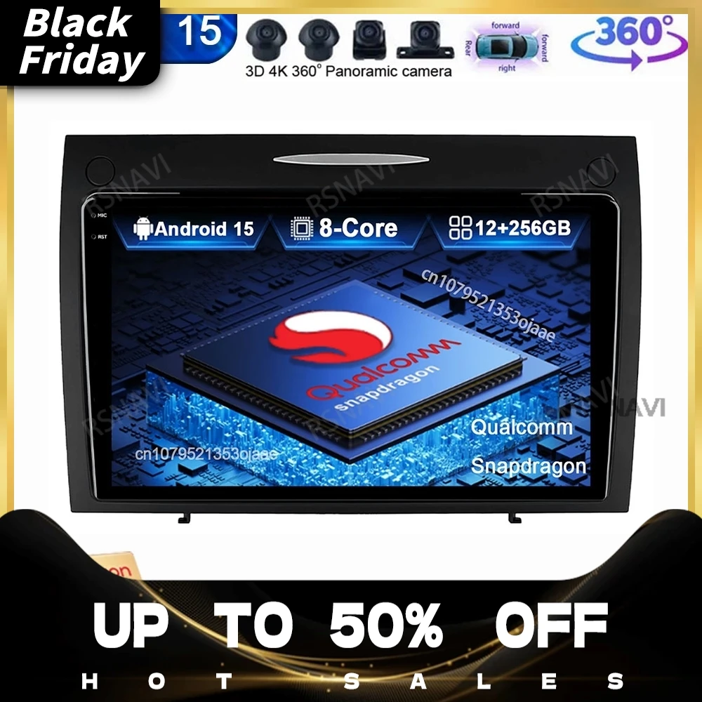 Android 15 Car Radio For Mercedes-Benz SLK-Class (R171) 2004-2011 Navigation Viedo Player Stereo Head Unit Qualcomm BT Autoradio