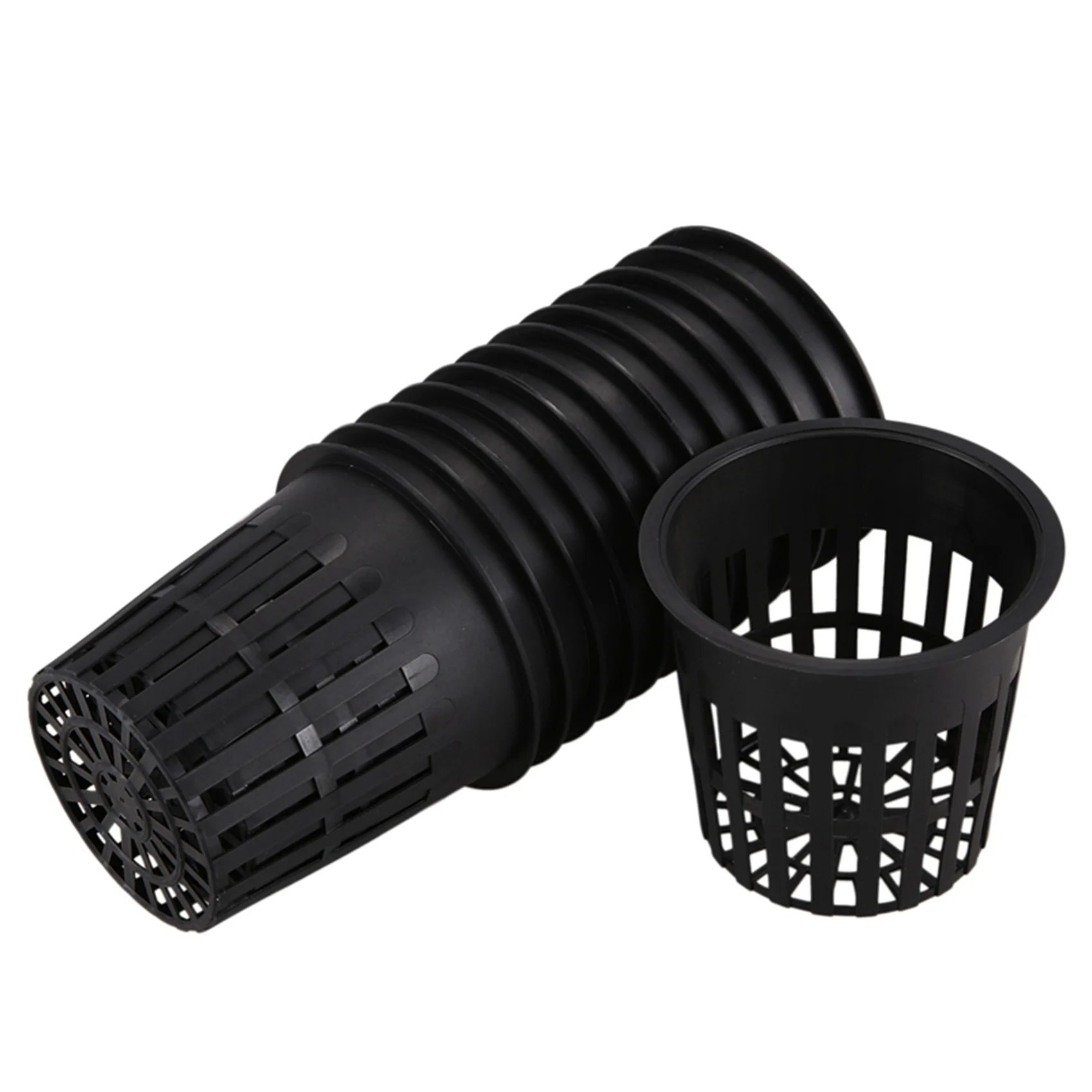 AT21-45 Pack 4 Inch Net Cups Slotted Mesh Wide Lip Filter Plant Net Pot Bucket Basket For Hydroponics