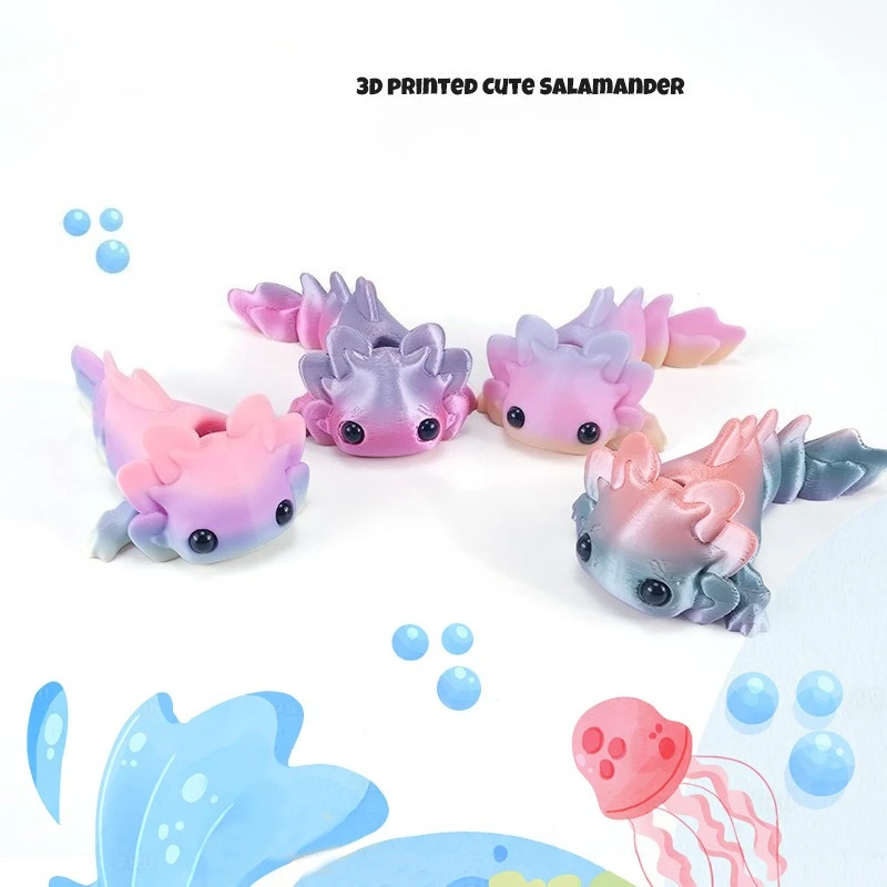

3D-printed Cute Marine Animals Salamanders with Movable Joints for Toys and Home Desk Ornaments or Children Christmas Gift