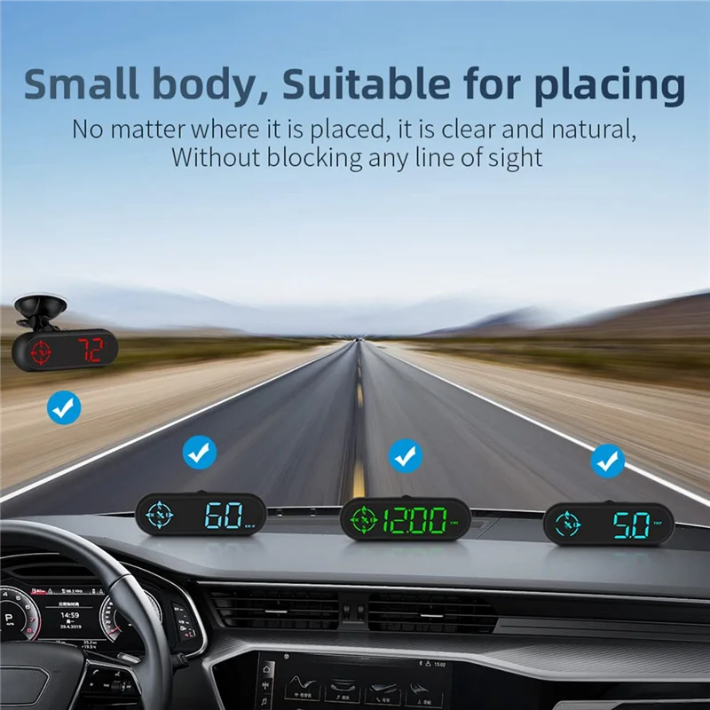 Durable Digital Car GPS Speedometer, Car HUD Head Up Display with Speed MPH, Compass Driving Direction, Fatigue Driving Reminder