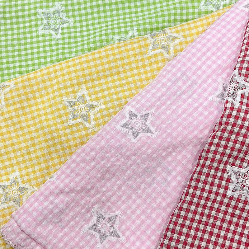 

Polyester Cotton Fabric Checkered Pentagram Dress Clothing Accessories Handmade DIY Fabric
