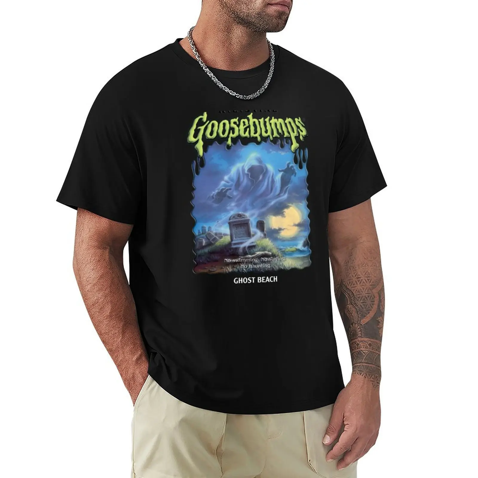 Ghost Beach Goosebumps T-Shirt Basic Solid Tee for Daily Use