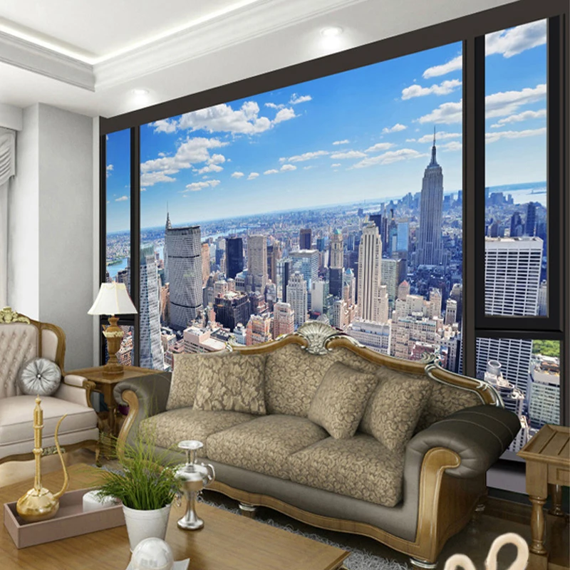 Custom City Landscape 3D Wall Mural Photo Wallpaper Living Room Office Backdrop Wall Fresco 3D Stereo Non-Woven Papel De Parede