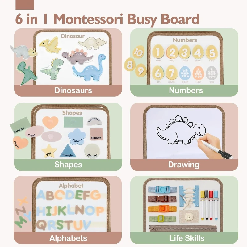 New Felt Learning Board Early Childhood Education Puzzle DIY Children Busy Dressing Board Felt Busy Board