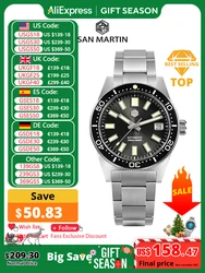 San Martin 62mas Diver Watch 39mm Classic NH35 Men Automatic Mechanical Watches Sapphire Waterproof 200m  SLN C3 Luminous SN0007