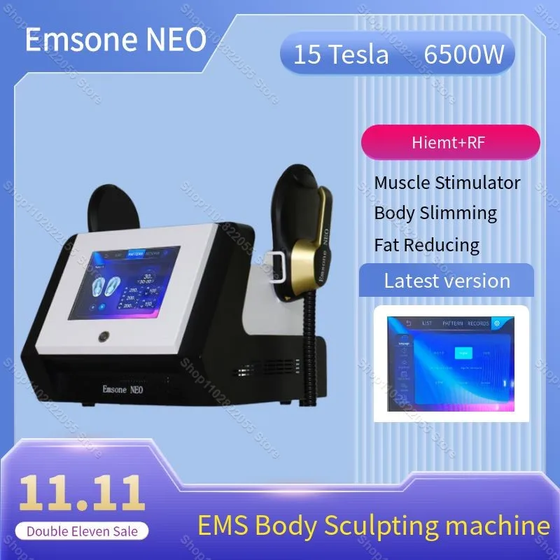 

EMS Muscle Body Sculpting Machine 15 Tesla 6500W EMS Slimming Hiemt RF Electromagnetic Muscle Stimulator Pelvic Pad Emsone Neo