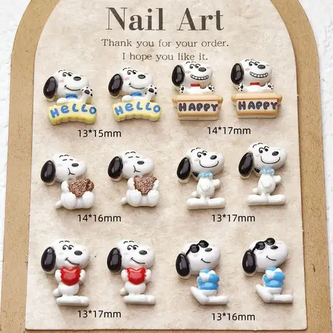 20pcs cute dog snoopy acrylic mini nail charm DIY Nail Art Accessories for Manicures keycaps phone decoration