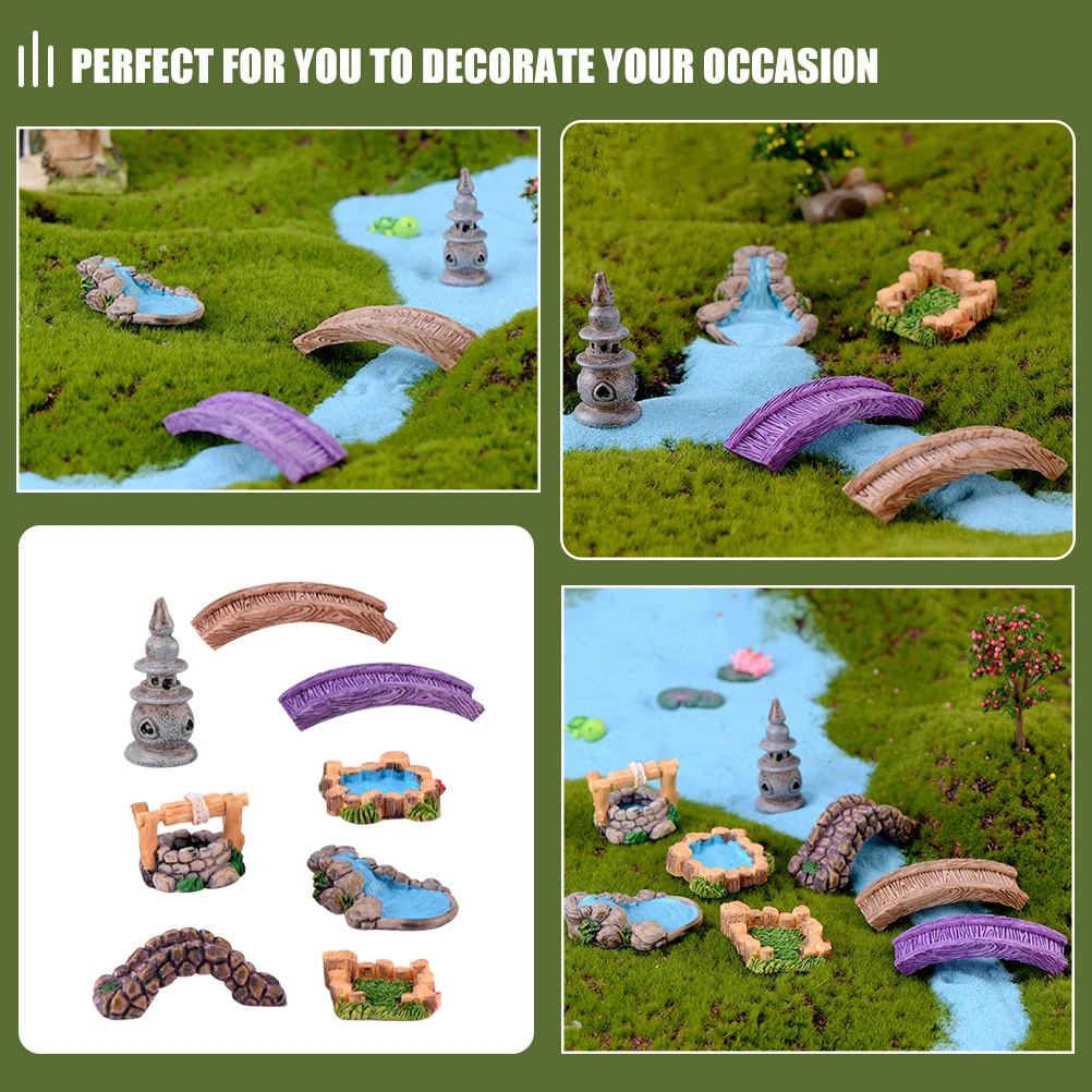 

1Set DIY Resin Micro Landscape Ornament Mini Garden Pond Decorative Garden Accessories for Home Miniature Ornament