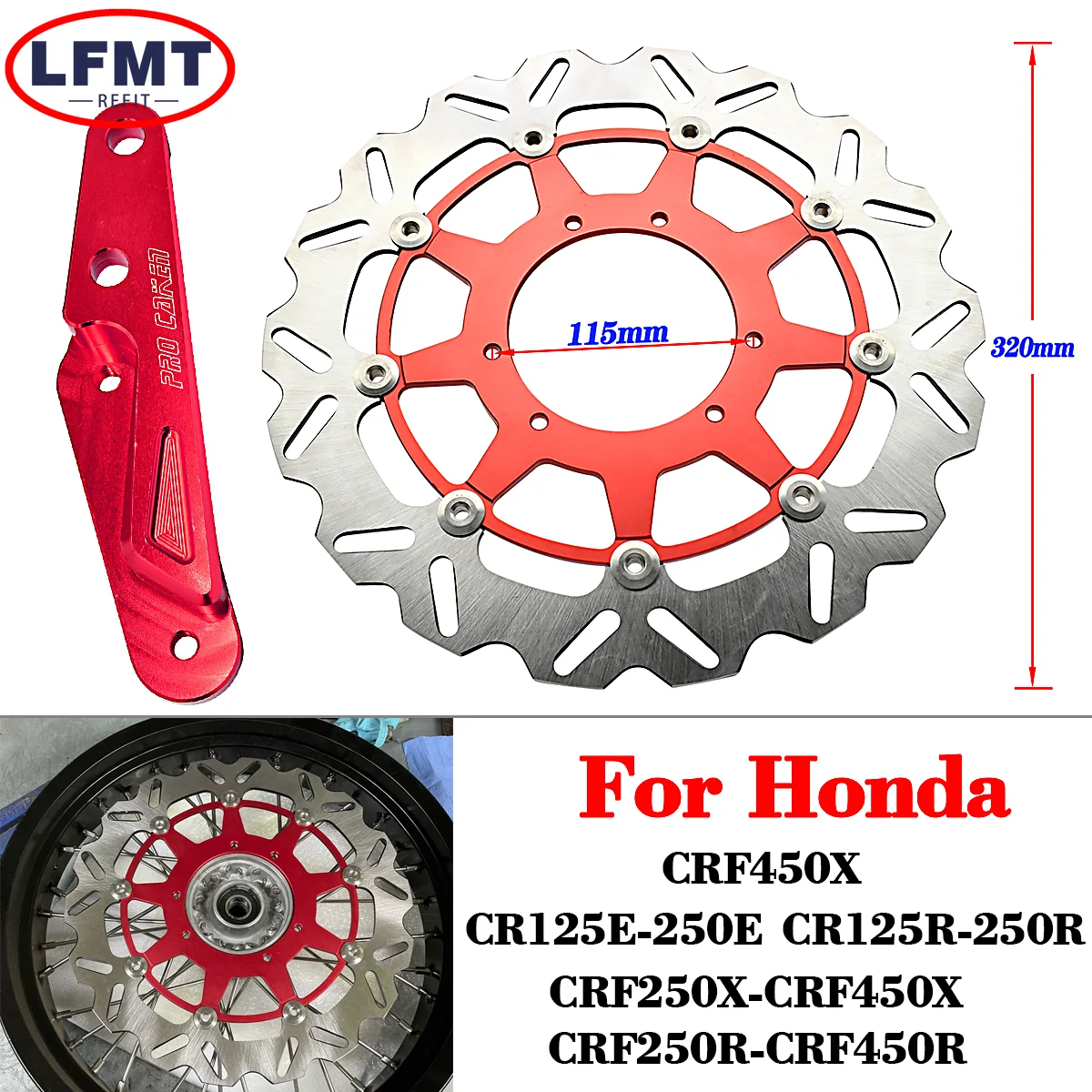 

2024 NEW Motorcycle 320mm Rotor Disk Front Floating Brake Disc For Honda CR125 CR250 CRF250R CRF450R CRF450RX CRF250X CRF250RX