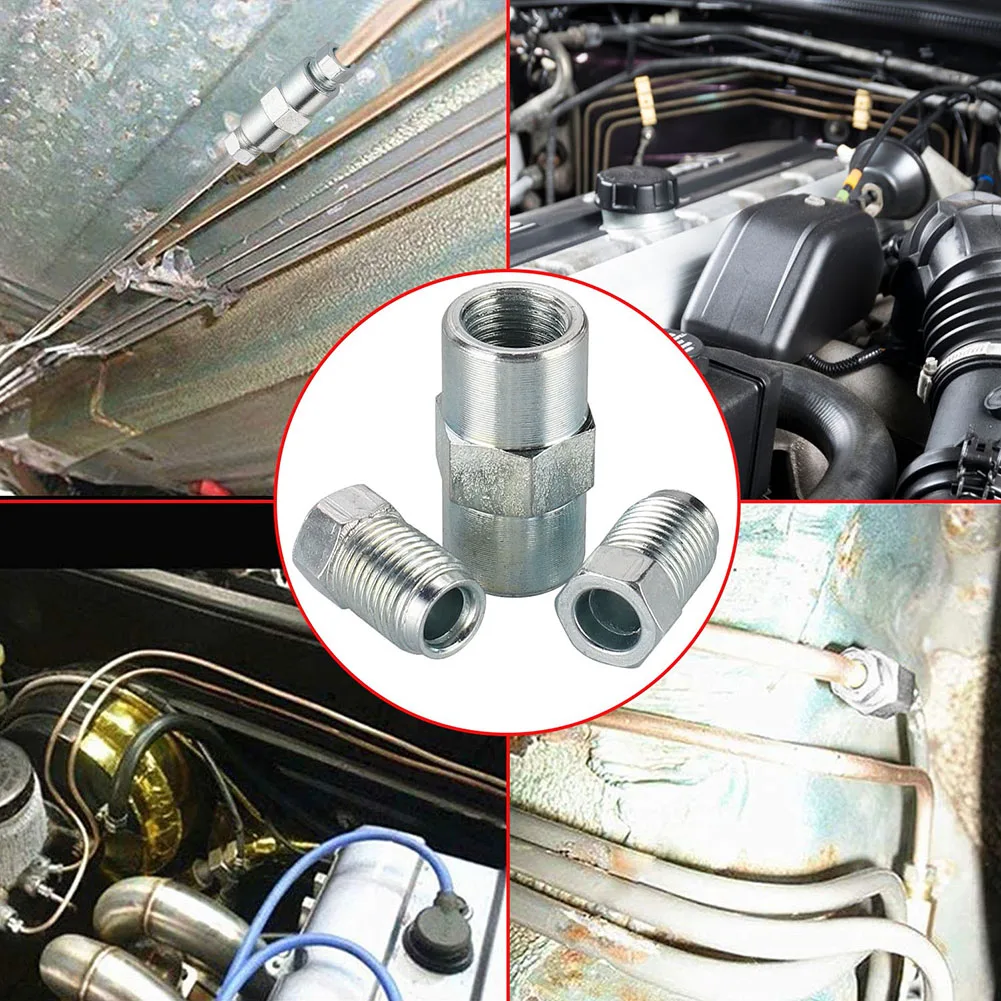 6 PCS 10mm Car Brake Line Union Fittings Male Brake Nuts Short Brake Cable Connector Kit For Inverted Bell Mouth Of 3/16 Pipe