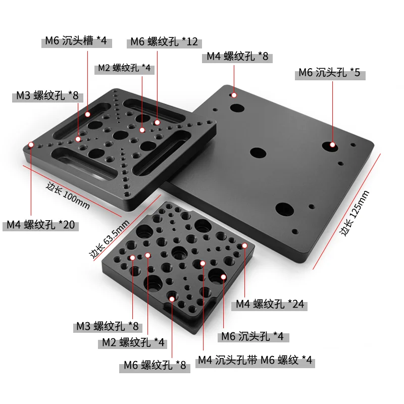 Universal Linear Stage Adapter Plate - Compatible with Optical Breadboard | M3 M4 M6 Threaded Holes & M6 Counterbored Holes