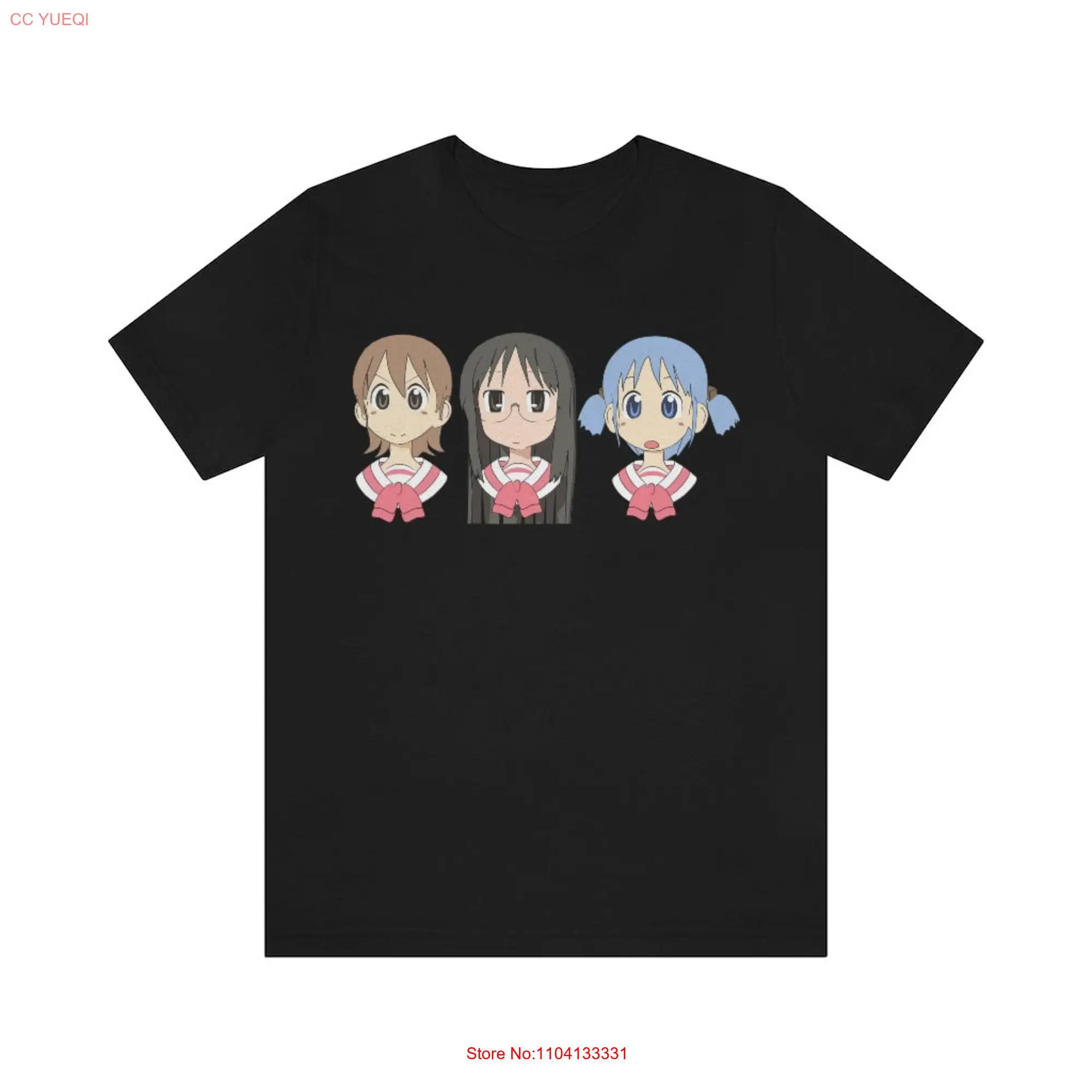 Nichijou Mio Naganohara Mai Minakami Yuuko Aioi Anime T Shirt Kawai Cat Cute long or short sleeves