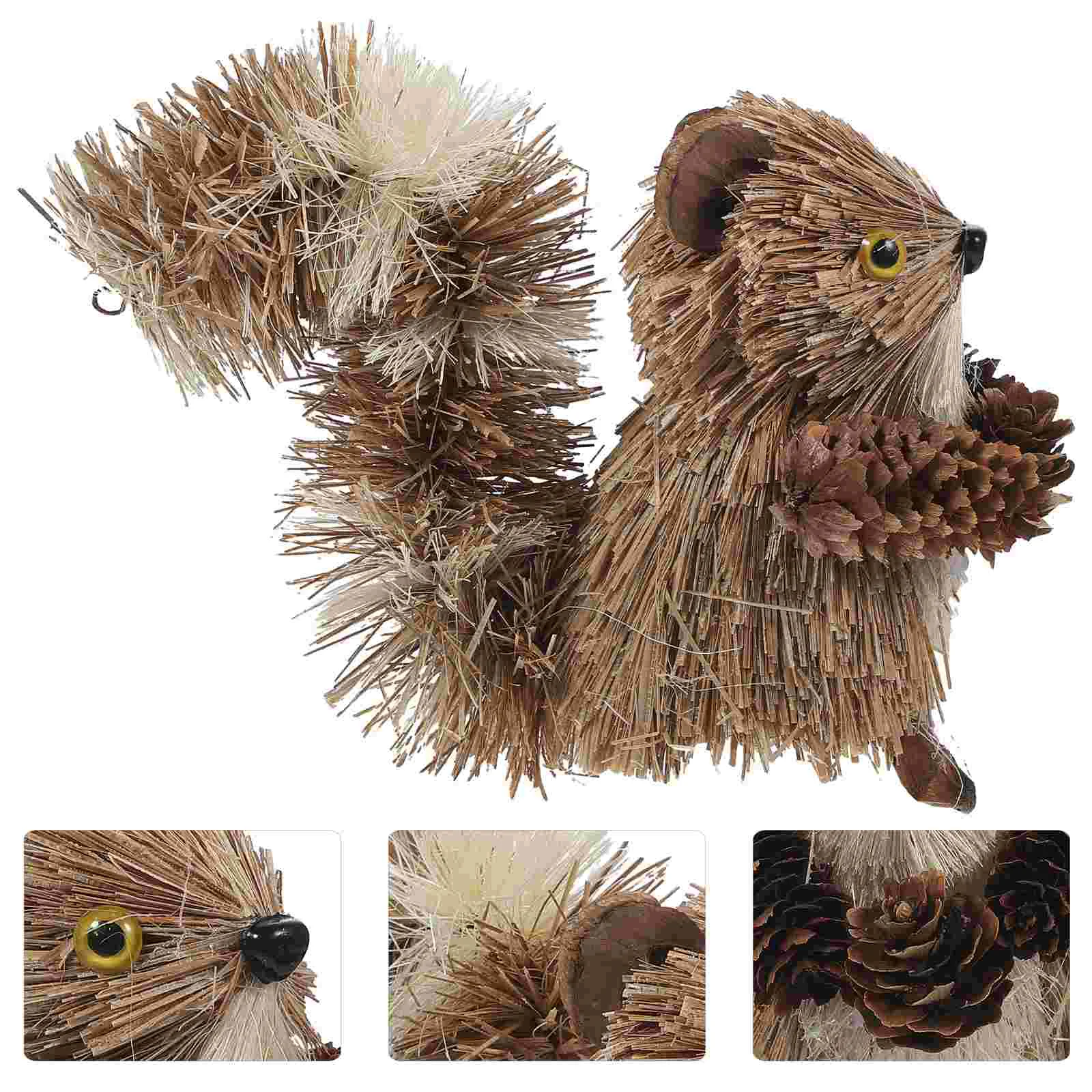 Creatures Christmas Squirrel Ornaments Stuffed Animals Figurine Toy Dog Wooden Baby