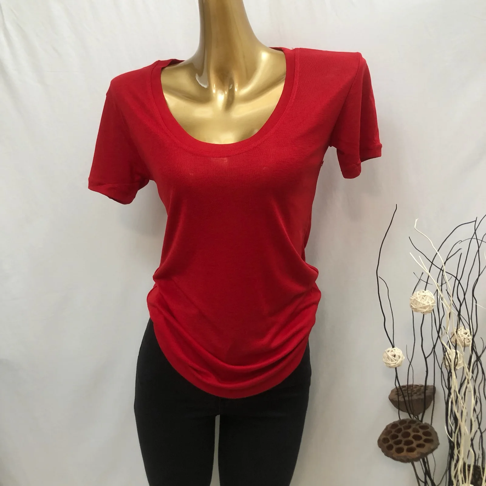 Women's Sexy Red Short-Sleeved T-Shirt, Female Pulls Tops, Loose Tees, New Design, Summer