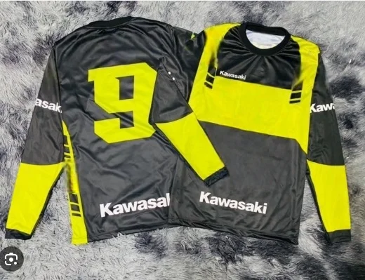 

Kawasaki Authorized Motorsport Driver T-Shirt Men's Clothing Breathable Quick-drying Elastic Downhill Motorbike MTB Long Sleeve