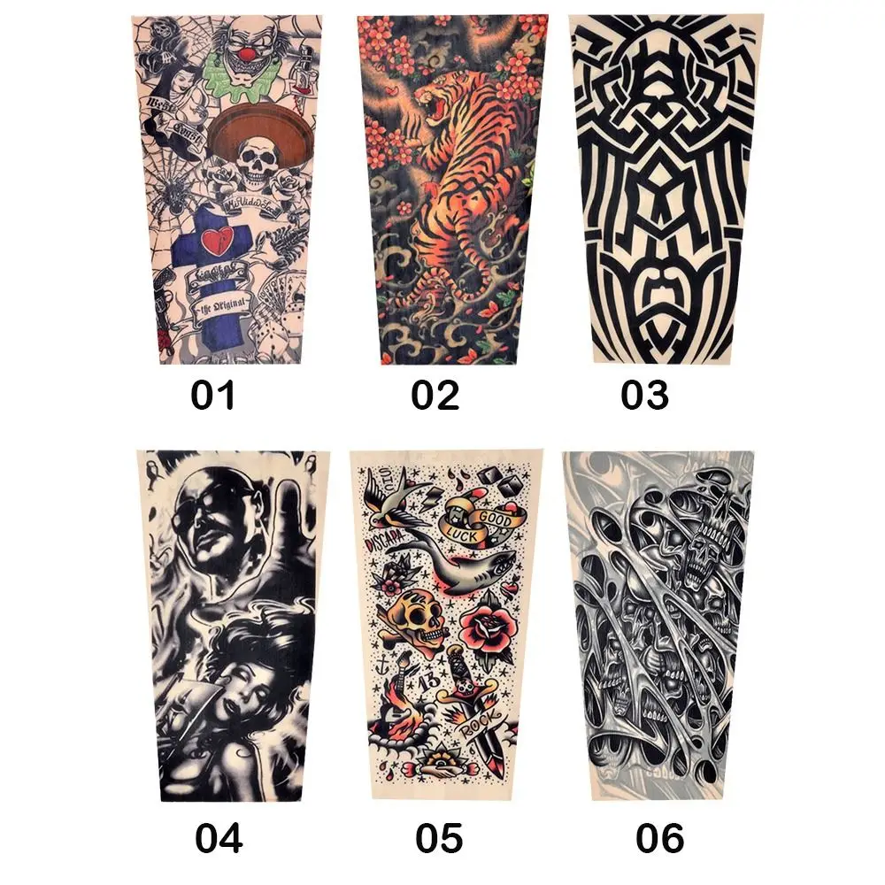 1pcs New Flower Arm Tattoo Sleeves Seamless Outdoor Riding Sunscreen Arm Sleeves Sun Uv Protection Arm Warmers For Children Kids