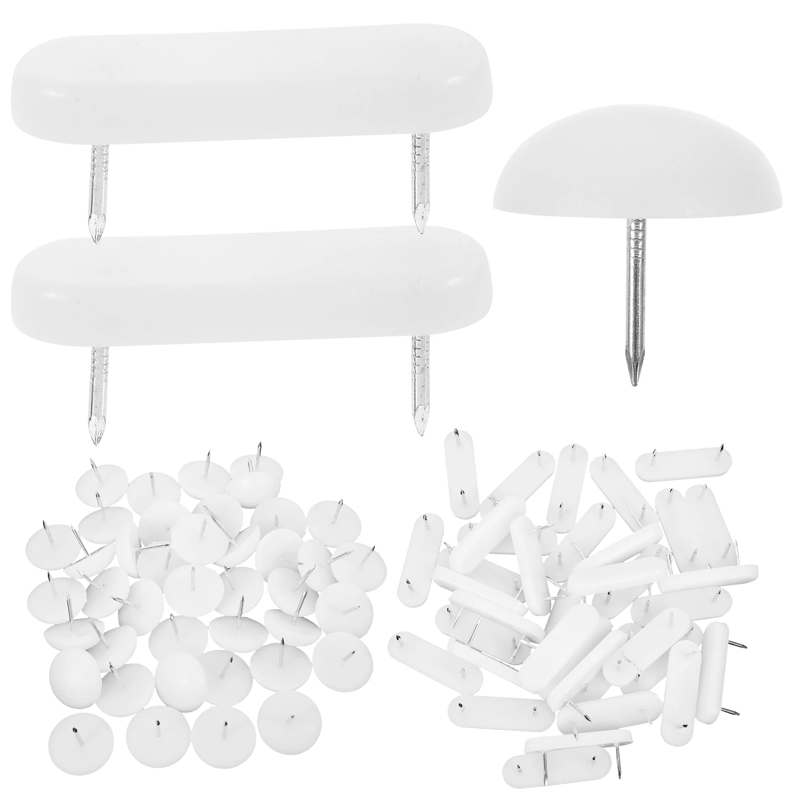 

100Pcs Furniture Leg Nail Pads Chair Pads Nonslip Strong Nail Plastic Floor Protectors Chair Leg Floor Glides for Carpet