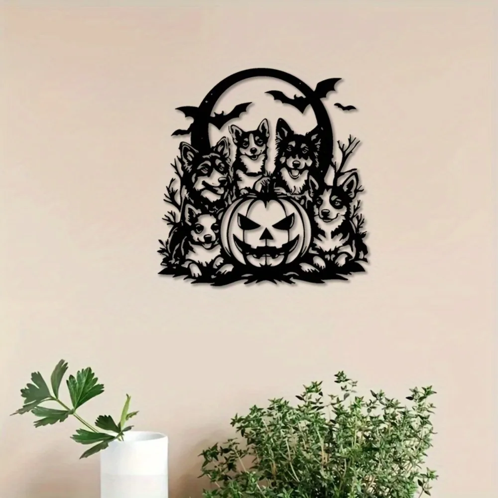 

Металлическое настенное украшение с силуэтами кроликов и сосен - декор для детской комнаты