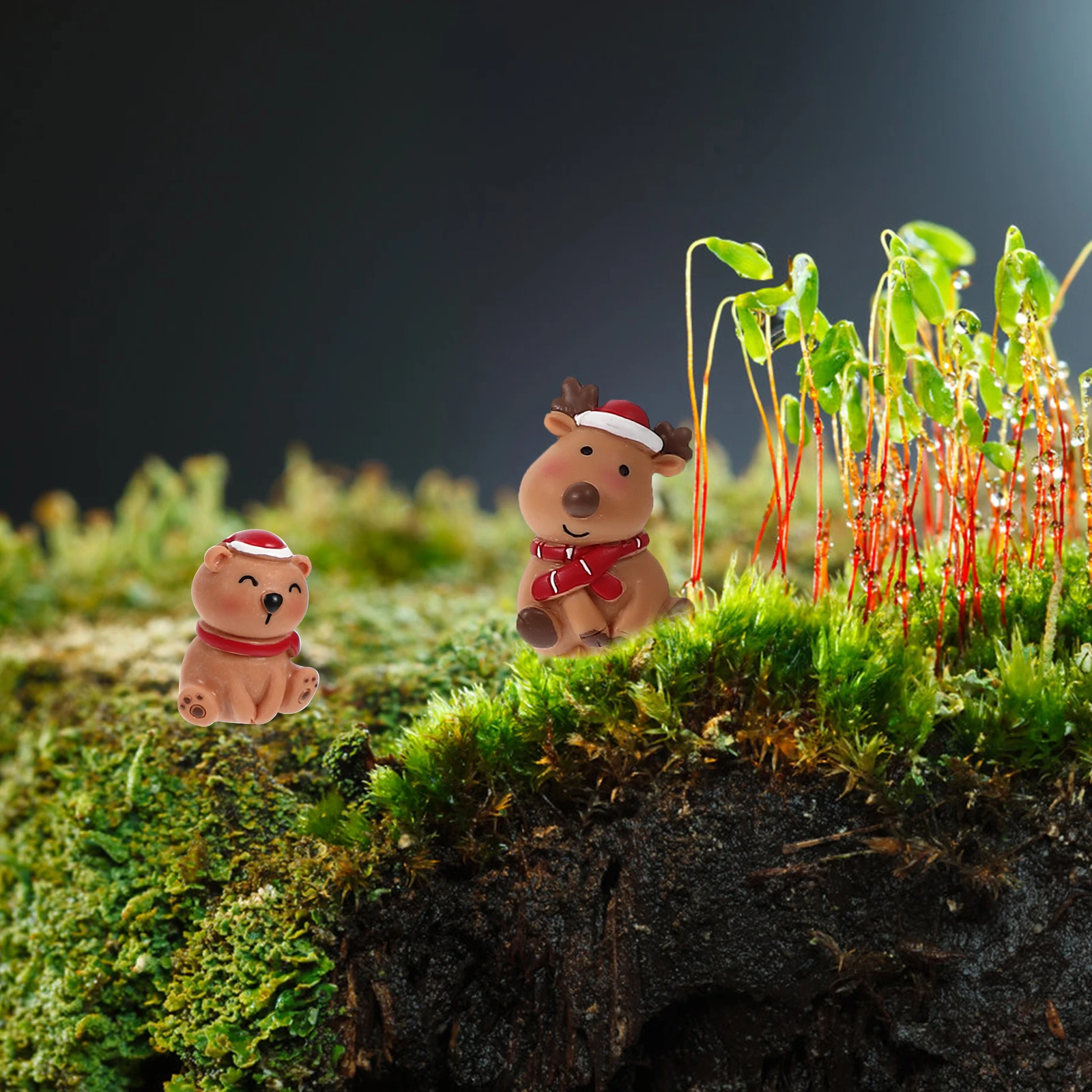 

5Pcs Santa Resin Craft Decoration for Christmas Micro Landscape Miniature Scene Indoor Outdoor Home Garden Xmas Party Decor