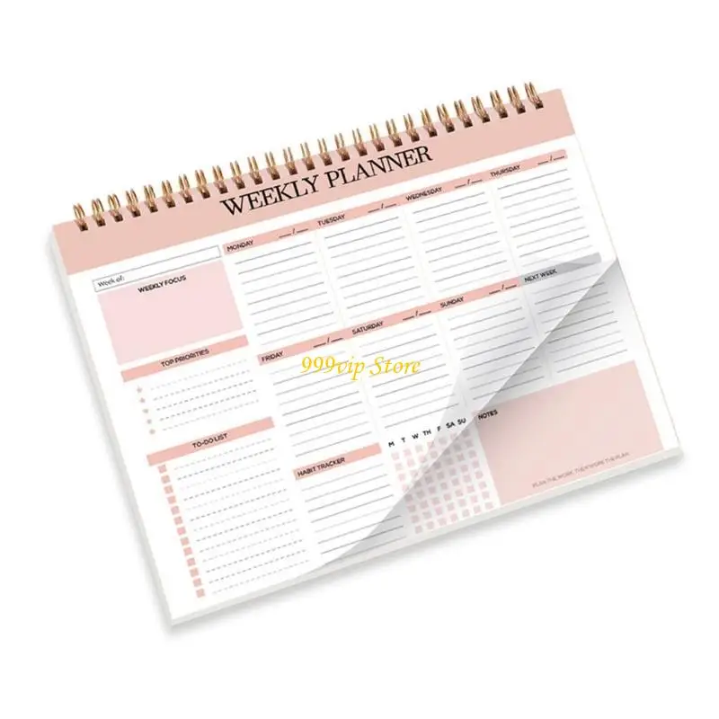 C90C Notebook Planner Weekly Planner 104 หน้าไม่ระบุวันที่สำหรับครูนักเรียน Twin Coil Binding