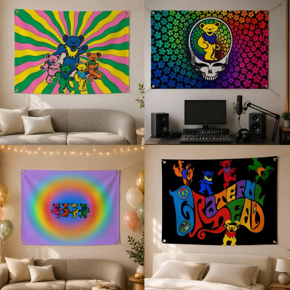 Band G-Grateful Dead Flags Wall Hanging Flag Banner for Bedroom Dorm Living Room Party Festival Camping Indoor Outdoor Decor