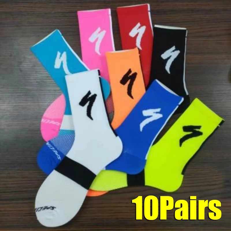 10Pairs Specialized Socks for Sports People Mountain Bike Race Cycling Socks Men\'s Mid-calf Socks Road Race Quick-drying Socks