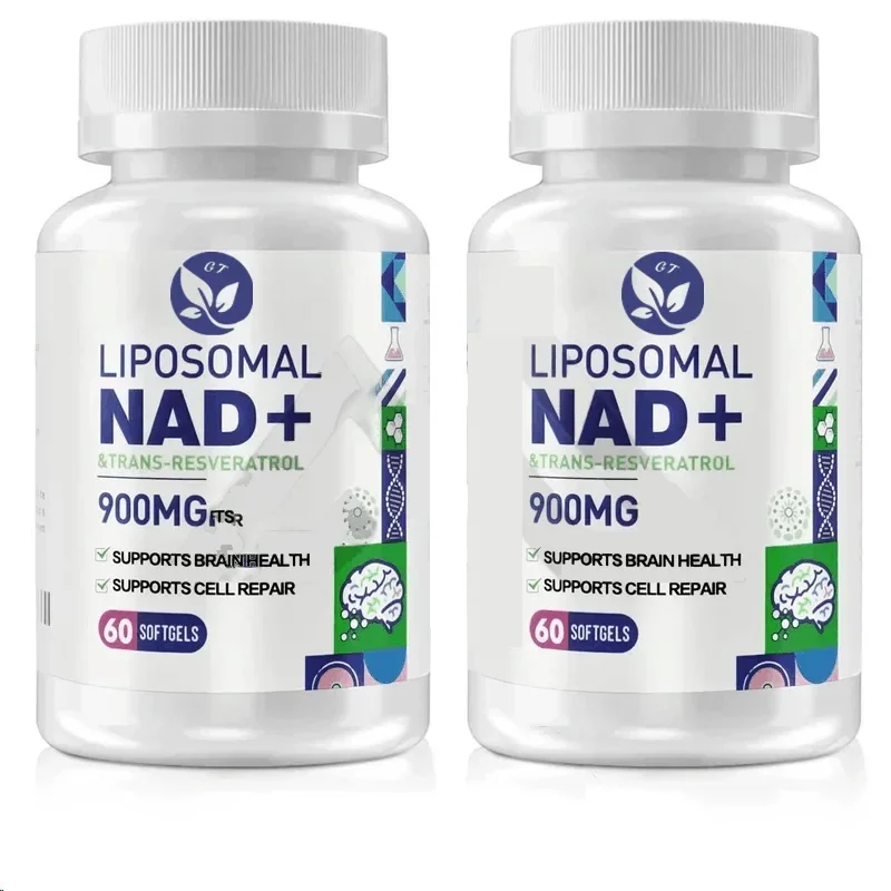 

Liposome Nad мощностью 900 мг + содержит 300 мг транс-ресуртрол, заменяющий нм, используемый для ремонта ДНК, борьбы с старением, энергии, 60 гелевых капсул