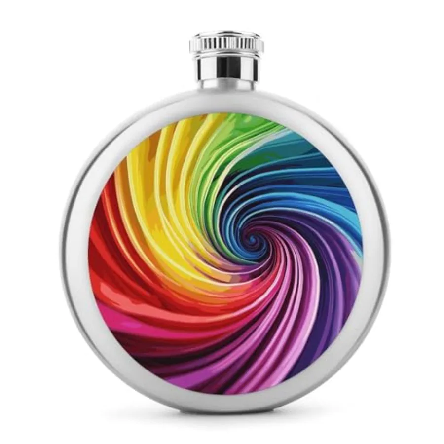 

Rainbow Spiral Hip Flask 304 Stainless Steel Hip Flask Portable Wine Flasks Leakproof Whiskey Flasks for Drink Bar BBQS And Tra