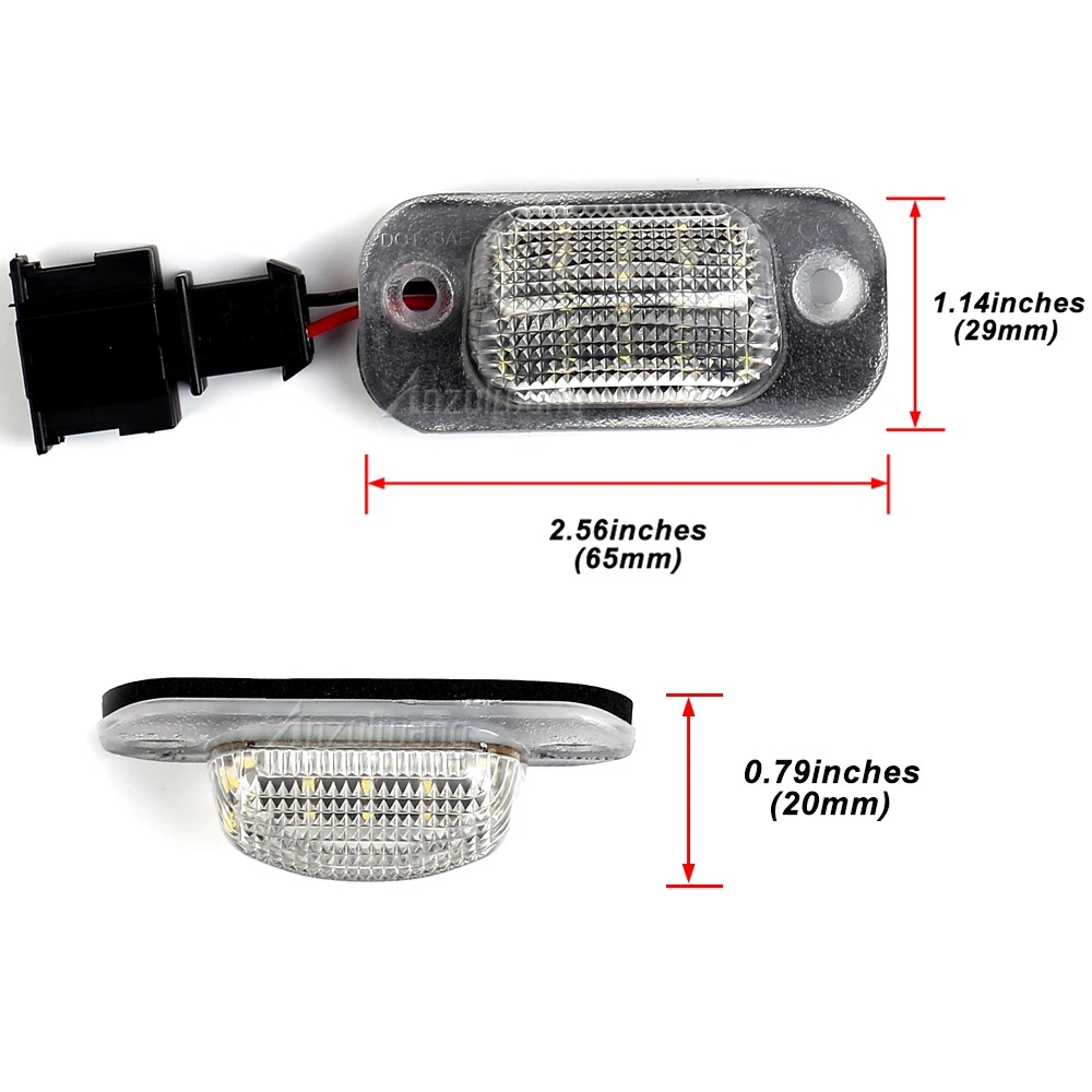 2Pcs Car LED License Number Plate Light Lamps For Seat Ibiza Cordoba Vario 6K VW Golf 3 Hatchback Cabriolet/Polo MK3 6K