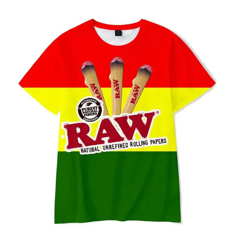 موضة الخام السيجار التبغ سلسلة تي شيرت مطبوع كامل للرجال ثلاثية الأبعاد كول الشارع الهيب هوب تيز موضة حجم كبير رقبة مستديرة Y2k القمم