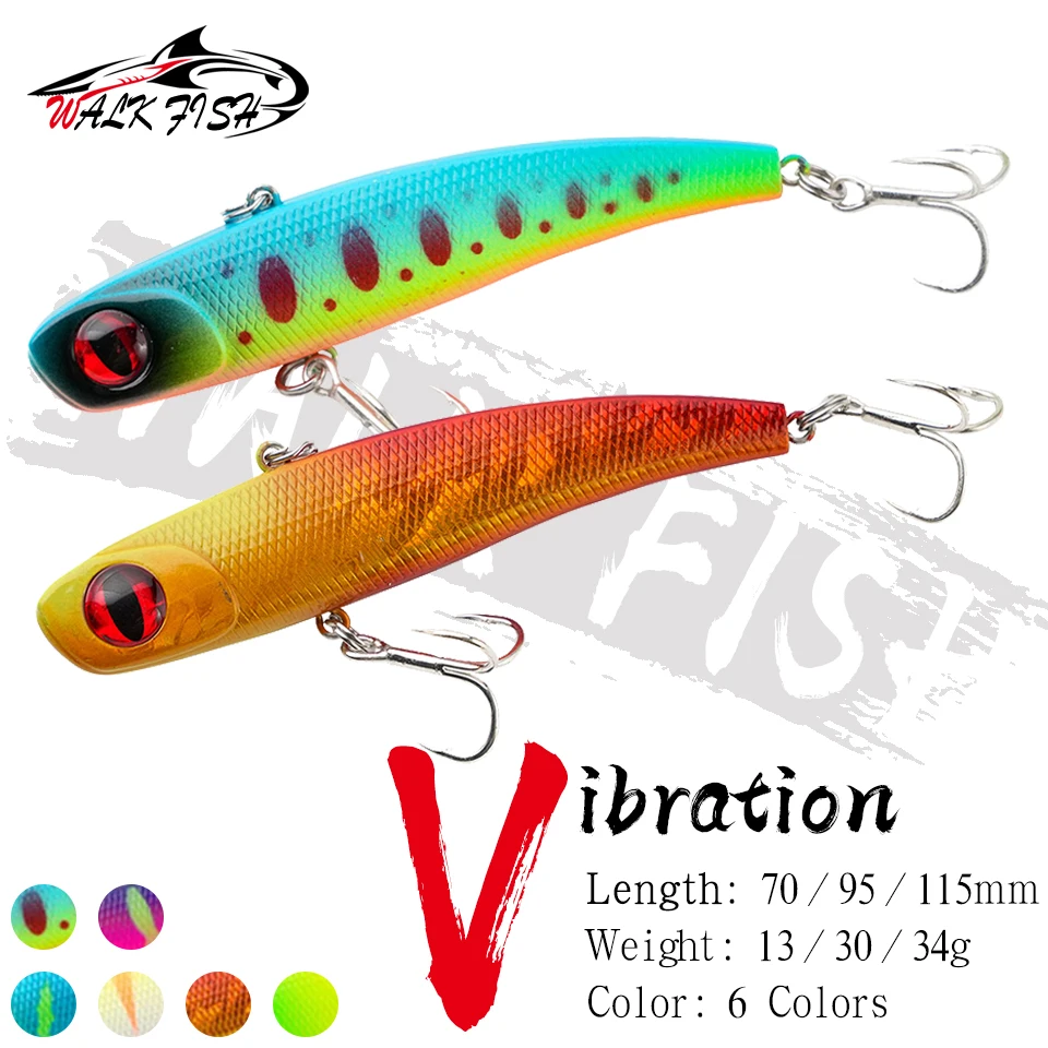 WALK FISH 1PCS 13g 24g 30g 34g New Ice Sinking VIB Lure Fishing lure Winter Artificial Swimbait Fishing Rattlin Bait Japan Hook