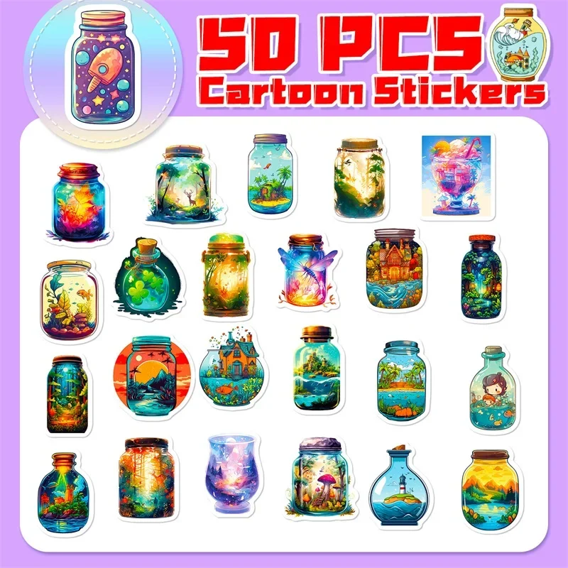 10/30/50PCS Cartoon Kids Bottle PVC Sticker Aesthetic Children\'s Decoration Scrapbooking Sketchbook Stationery School Supplies